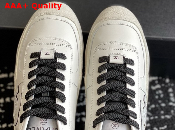 Chanel Sneakers Calfskin and Suede Calfskin White and Black G46372 Replica