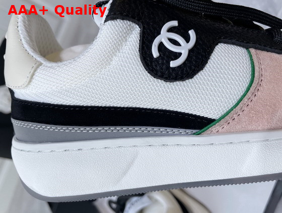 Chanel Sneakers Fabric Suede Calfskin Grained Calfskin White Pink and Black Ref G38803 Replica