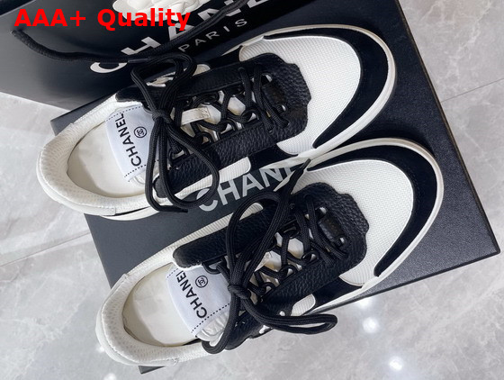 Chanel Sneakers Fabric Suede Calfskin Grained Calfskin White and Black Ref G38803 Replica