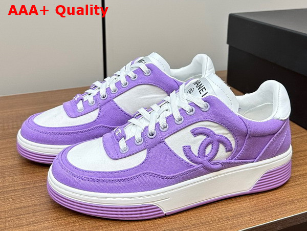 Chanel Sneakers Light Purple and White Canvas Replica