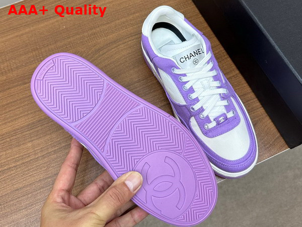 Chanel Sneakers Light Purple and White Canvas Replica