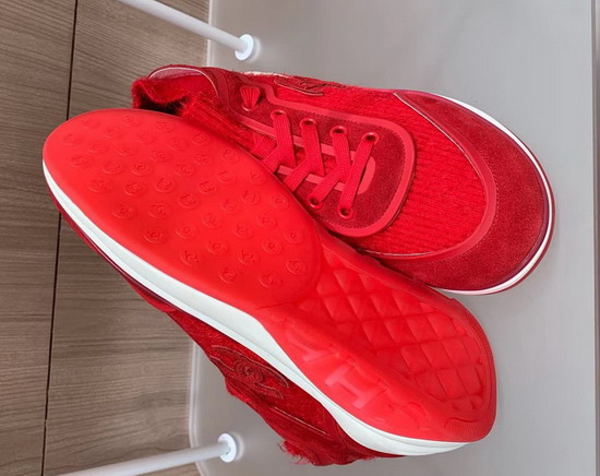 Chanel Sneakers Red Fabric Suede Calfskin and TPU G35202