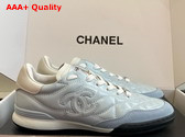 Chanel Sneakers Shiny Calfskin Calfskin and Suede Calfskin Light Blue and White G45839 Replica