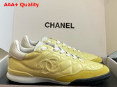 Chanel Sneakers Shiny Calfskin Calfskin and Suede Calfskin Light Yellow and White G45839 Replica