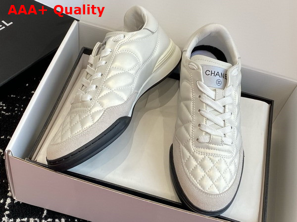 Chanel Sneakers Shiny Calfskin Calfskin and Suede Calfskin White G45839 Replica