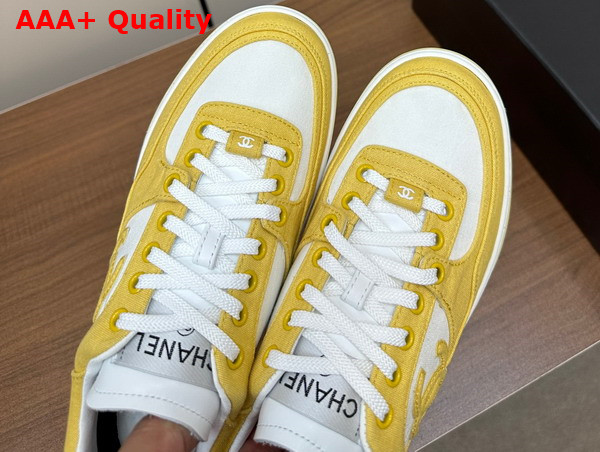 Chanel Sneakers Yellow and White Canvas Replica