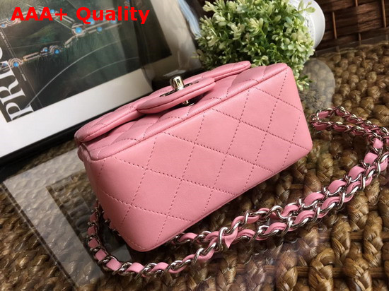 Chanel Square Flap Bag in Pink Lambskin with Light Gold Hardwares Replica
