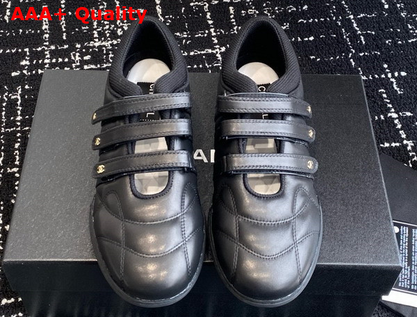 Chanel Strap Shoe in Black Lambskin Replica