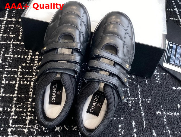 Chanel Strap Shoe in Black Lambskin Replica