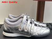 Chanel Strap Shoe in Silver Lambskin Replica