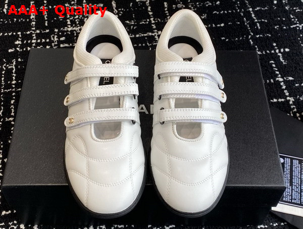 Chanel Strap Shoe in White Lambskin Replica