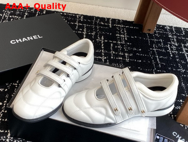 Chanel Strap Shoe in White Lambskin Replica