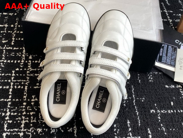 Chanel Strap Shoe in White Lambskin Replica