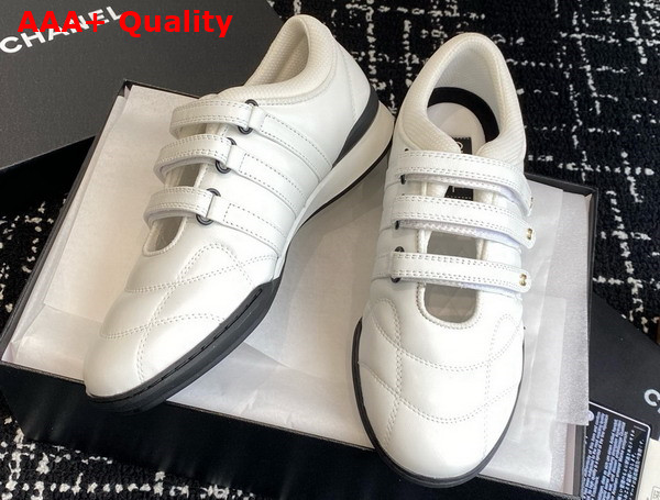 Chanel Strap Shoe in White Lambskin Replica