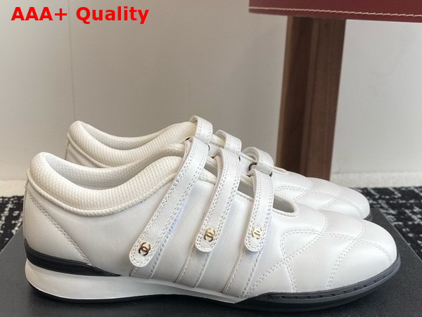 Chanel Strap Shoe in White Lambskin Replica