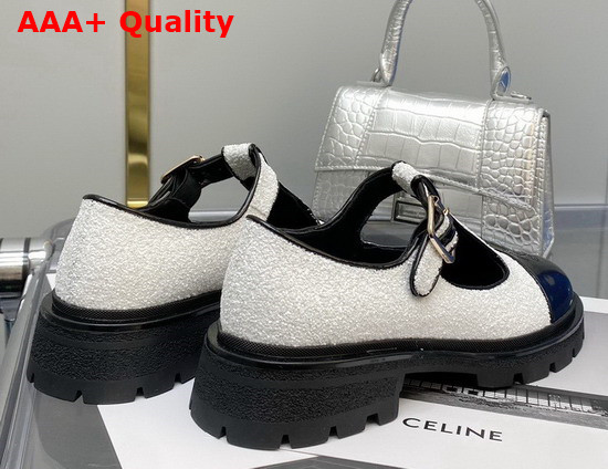 Chanel T Strap Shoes in White Tweed and Black Patent Leather Replica