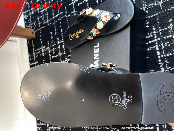 Chanel Thongs Lambskin Metal Black G46304 Replica