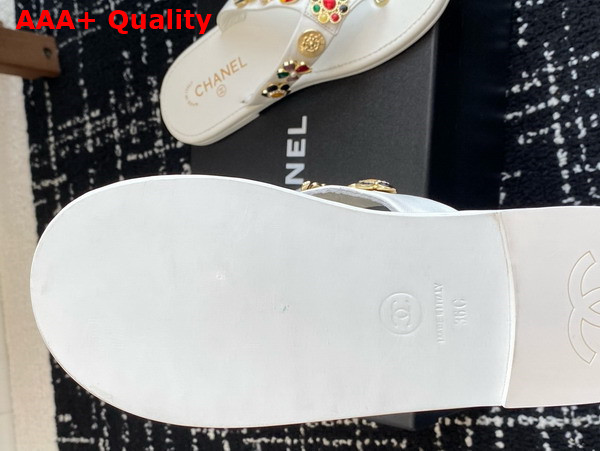 Chanel Thongs Lambskin Metal White G46304 Replica