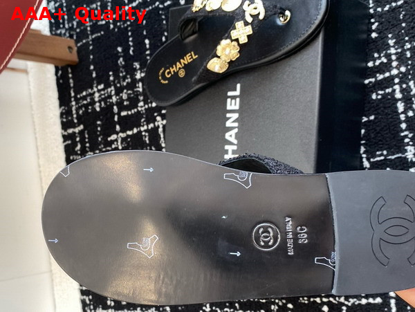 Chanel Thongs Tweed Metal Black G46304 Replica