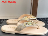 Chanel Thongs Tweed Metal Light Yellow Pink and Light Blue G46304 Replica