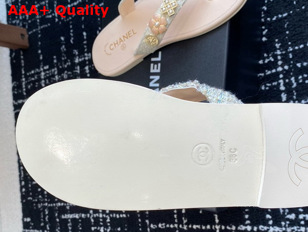 Chanel Thongs Tweed Metal Light Yellow Pink and Light Blue G46304 Replica