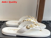 Chanel Thongs Tweed Metal White G46304 Replica