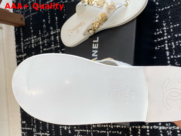 Chanel Thongs Tweed Metal White G46304 Replica