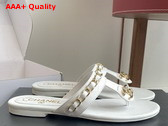 Chanel Thongs in White Lambskin with Metal Chain Details Replica