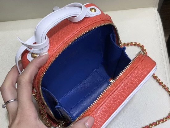Chanel Vanity Case Grained Calfskin and Gold Tone Metal Blue White and Orange AS0988