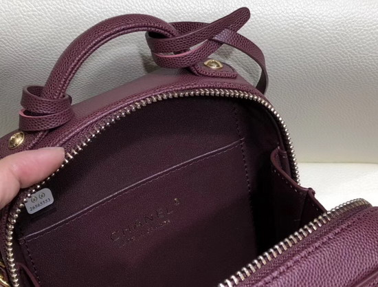 Chanel Vanity Case Grained Calfskin and Gold Tone Metal Burgundy AS0988