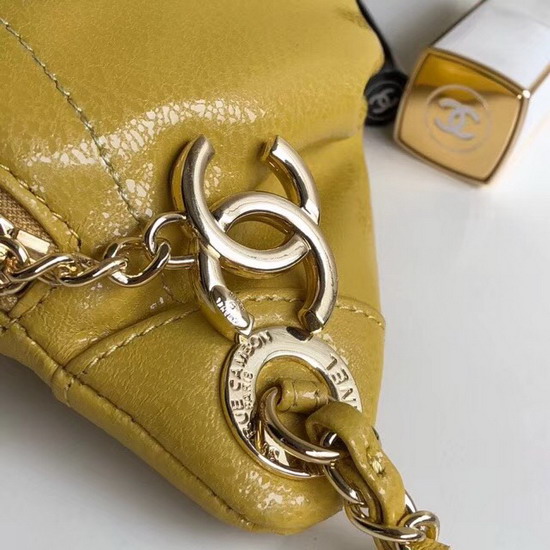 Chanel Waist Bag Yellow Crumpled Lambskin gold Tone Metal
