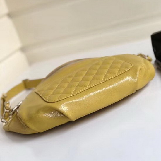 Chanel Waist Bag Yellow Crumpled Lambskin gold Tone Metal