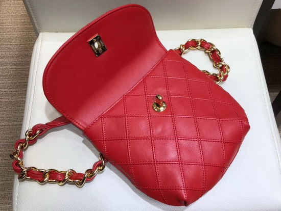 Chanel Waist Bag in Red Lambskin