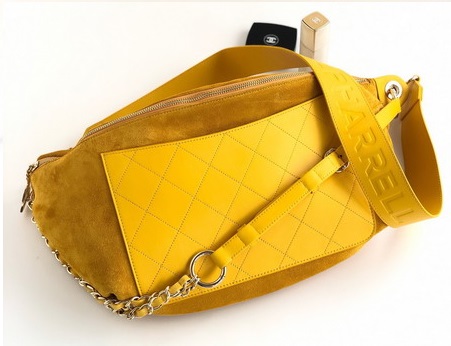 Chanel Waist Bag in Yellow Suede and Calfskin
