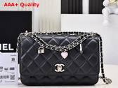 Chanel Wallet On Chain Pearly Lambskin Gold Tone Metal Black AP4537 Replica
