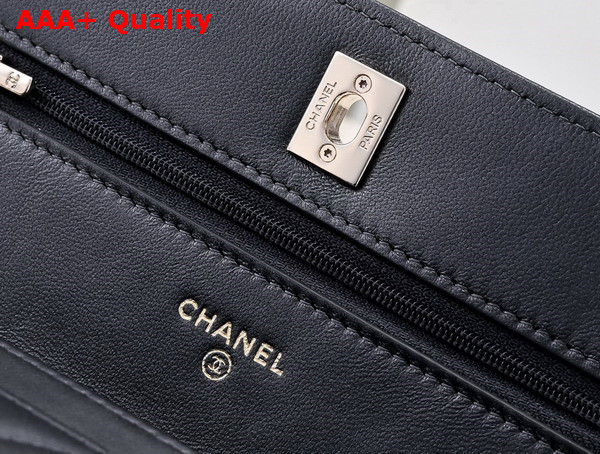 Chanel Wallet On Chain Pearly Lambskin Gold Tone Metal Black AP4537 Replica