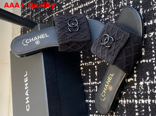 Chanel Wool Mule in Black Replica