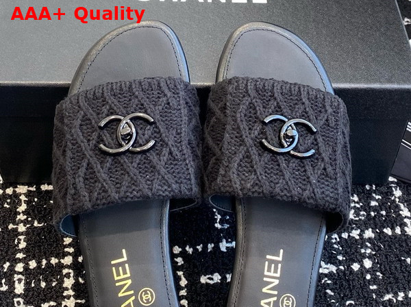 Chanel Wool Mule in Black Replica