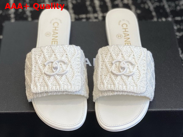 Chanel Wool Mule in White Replica