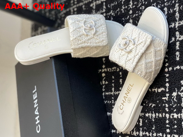 Chanel Wool Mule in White Replica