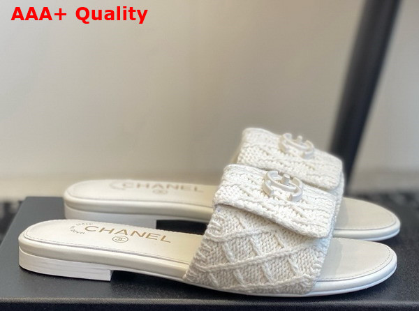 Chanel Wool Mule in White Replica