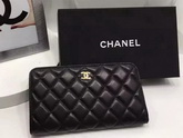 Chanel Zipped Wallet Black Lambskin for Sale