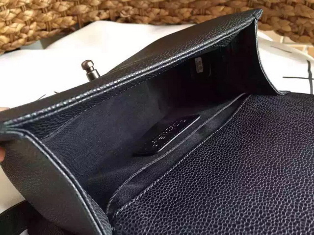 Small Boy Chanel Flap Bag Black Caviar Silver Hardware for Sale