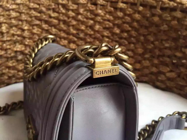Small Boy Chanel Flap Bag Grey Lambskin Gold Hardware for Sale