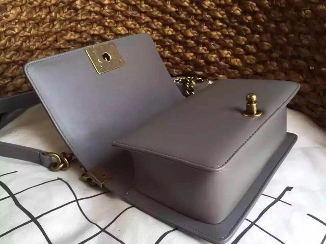 Small Boy Chanel Flap Bag Grey Lambskin Gold Hardware for Sale