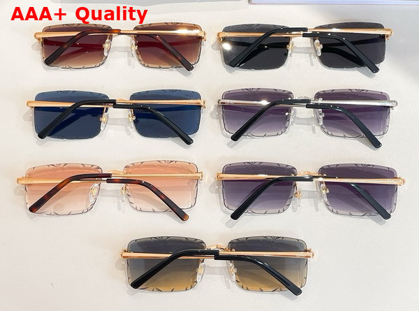 Cartier Panthere De Cartier Sunglasses Golden Metal Blue Lense Replica