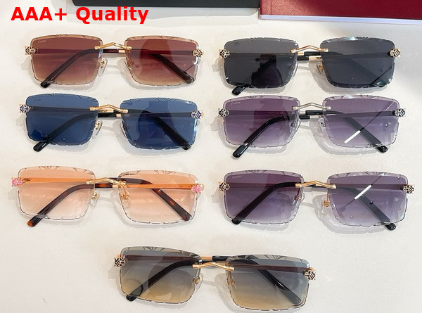 Cartier Panthere De Cartier Sunglasses Golden Metal Blue Lense Replica