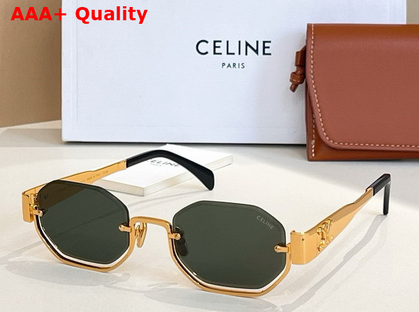 Celine Triomphe Sunglasses Golden Metal Blue Lense Replica