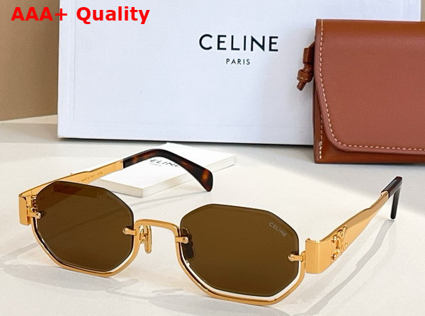 Celine Triomphe Sunglasses Golden Metal Blue Lense Replica