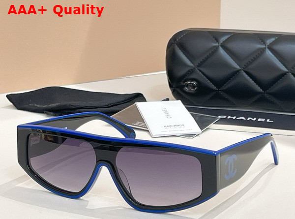 Chanel Shield Sunglasses Black and Beige 6057 Replica